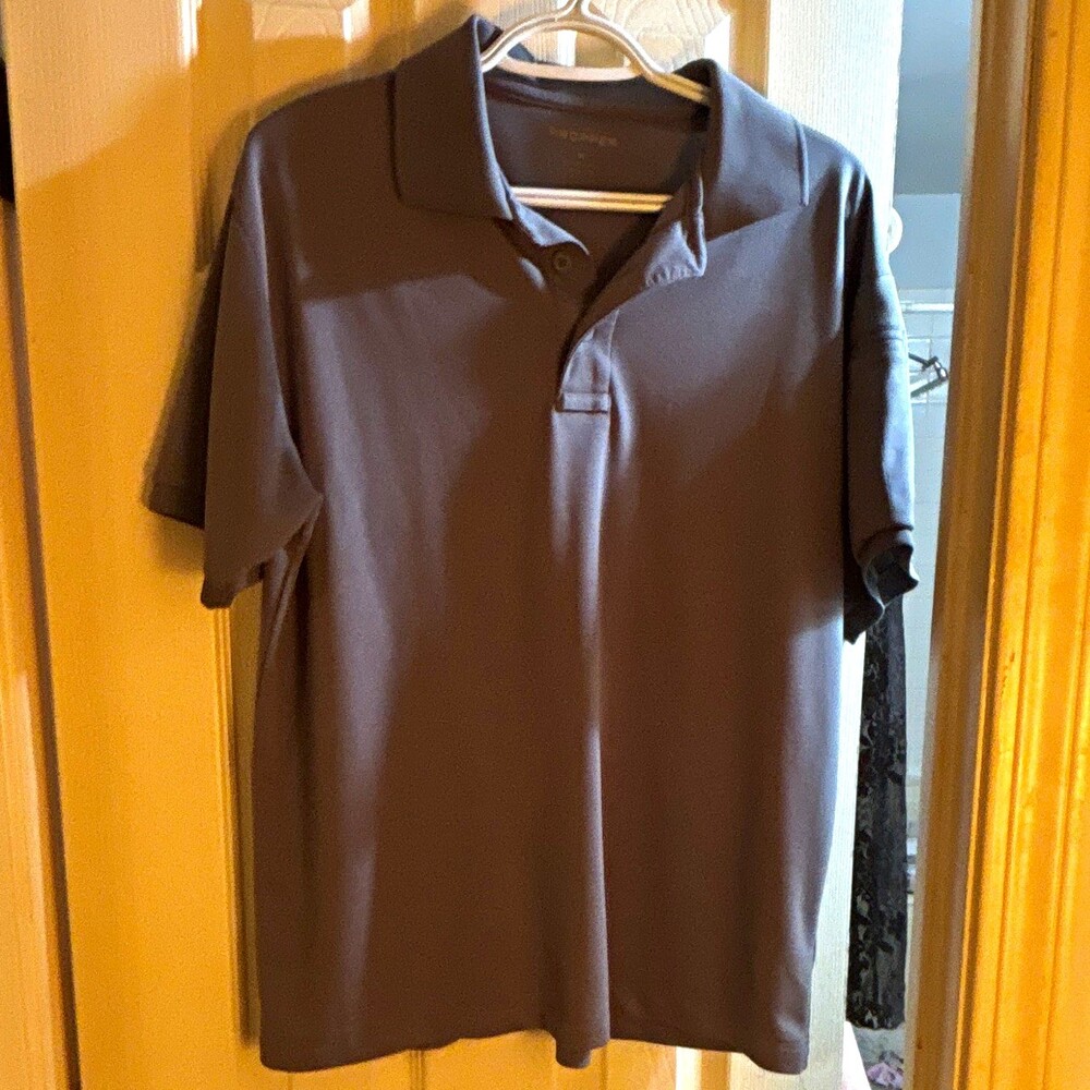 Propper Solid Gray Polyester Short Sleeve Collared Button Polo Shirt M